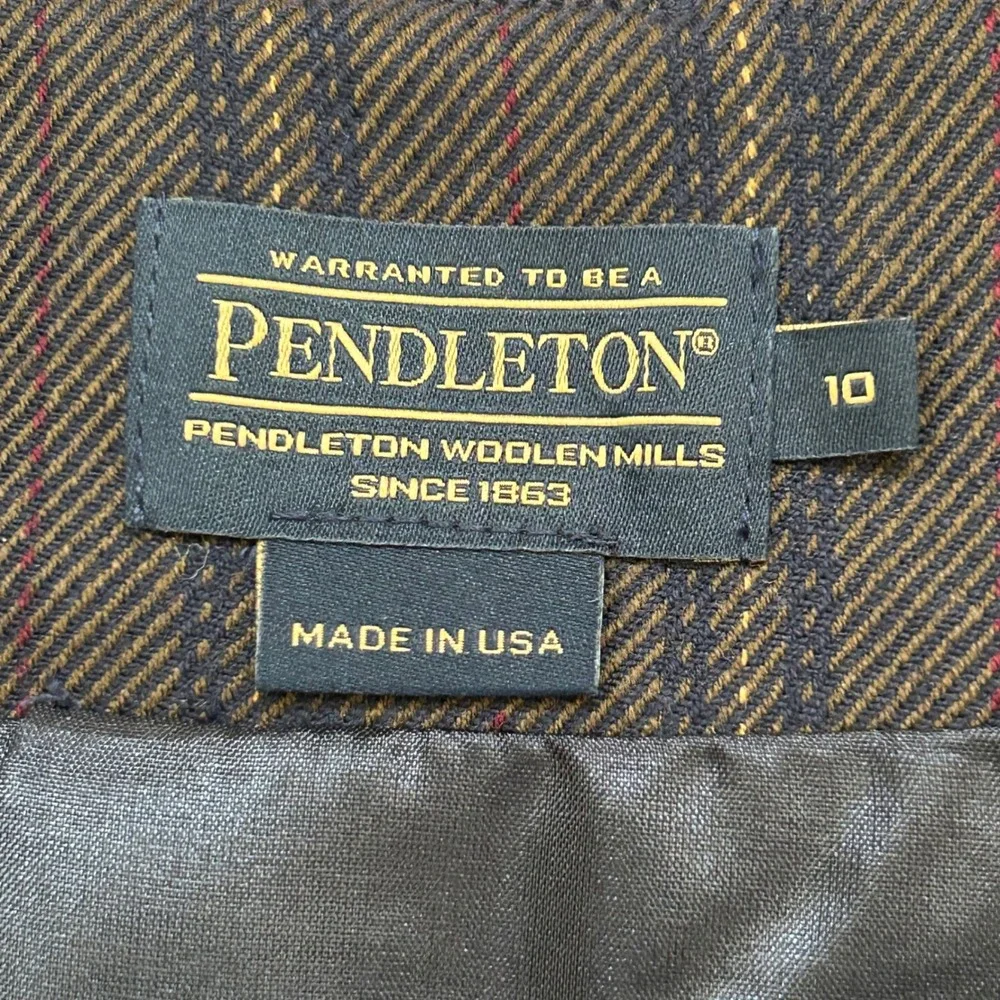 Pendleton Womens 10 Virgin Wool Pencil Skirt Brown Stripe Made in USA NWT